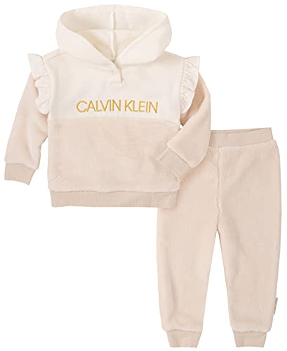 CALVIN KLEIN BABY GIRLS 2 PIECES PANTS SETS, EGRET/NATURAL, 6-9