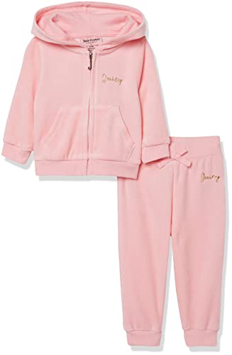 0195958130166 - JUICY COUTURE BABY GIRLS 2 PIECES HOODED JOG AND TODDLER LAYETTE SET, MINI ROSE, 12 MONTHS US