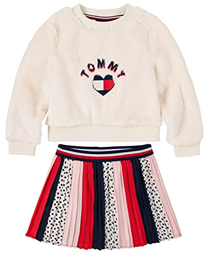 0195958147799 - TOMMY HILFIGER BABY GIRLS 2 PIECES SKIRT SET, EGRET/CHINESE RED-NAVY-PINK, 12M