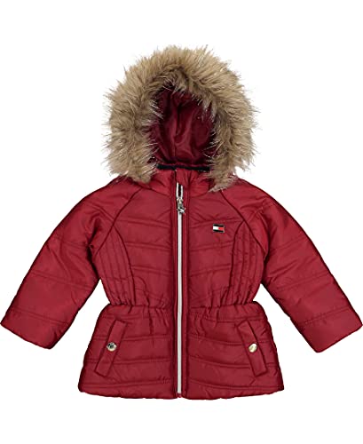 0195958192478 - TOMMY HILFIGER BABY GIRLS LONG LENGTH QUILTED PUFFER JACKET, FA21 CHEVRON RHUBARB, 18M