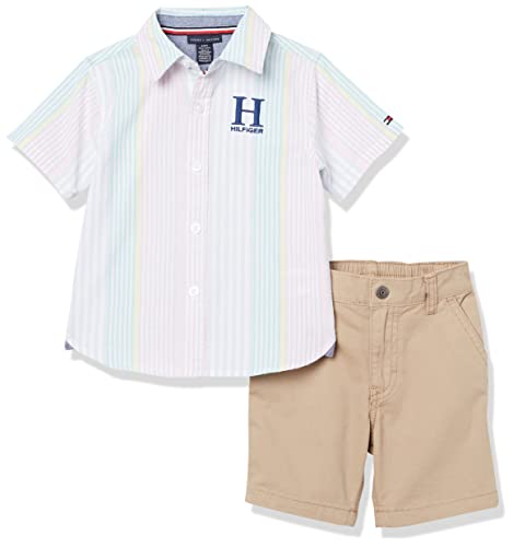 0195958328495 - TOMMY HILFIGER BABY BOYS 2 PIECES SHORT SET, STRIPED OXFORD, 18M US