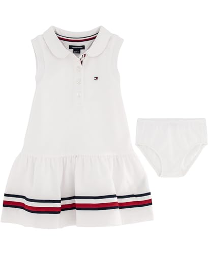 0195958815193 - TOMMY HILFIGER BABY GIRLS SHORT SLEEVE POLO DRESS WITH MATCHING BLOOMERS, WHITE UNION