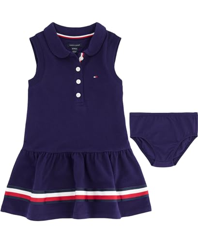 0195958815261 - TOMMY HILFIGER BABY GIRLS SHORT SLEEVE POLO DRESS WITH MATCHING BLOOMERS, BLUE UNION