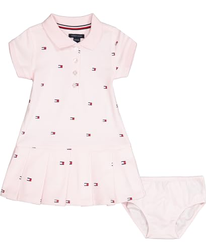 0195958816190 - TOMMY HILFIGER BABY GIRLS SHORT SLEEVE POLO DRESS WITH MATCHING BLOOMERS, PINK FLAG