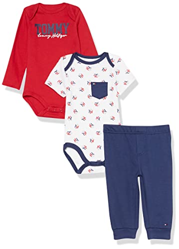 0195958928695 - TOMMY HILFIGER BABY BOYS 3 PIECES BODYSUIT PANT AND TODDLER LAYETTE SET, SCARLET/WHITE/BLUE, 12M US