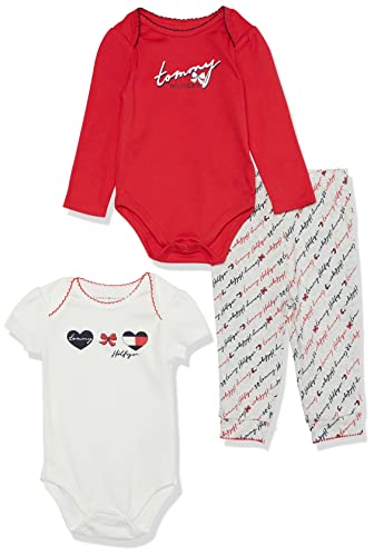 0195958977341 - TOMMY HILFIGER BABY GIRLS 3 PIECES BODYSUIT PANT AND TODDLER LAYETTE SET, RED/EGRET/HEATHER, 12M US