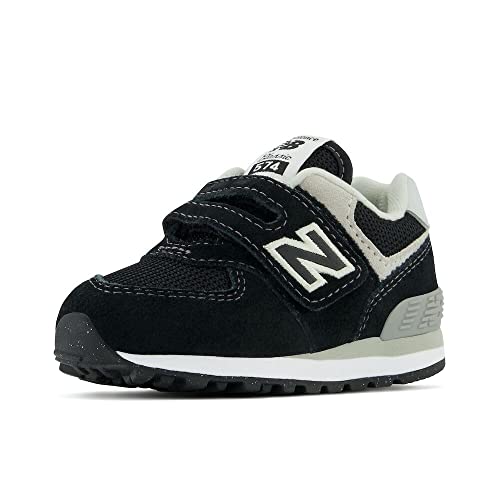 0196071024288 - NEW BALANCE BABY BOYS 574 CORE BUNGEE SNEAKER, BLACK/WHITE, 4 WIDE INFANT