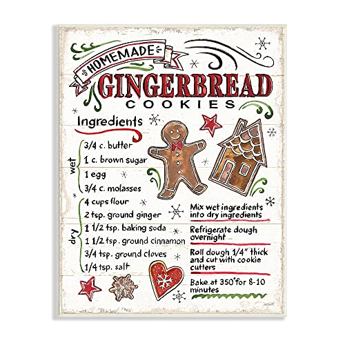 0196216040333 - STUPELL INDUSTRIES HOMEMADE GINGERBREAD COOKIES HOLIDAY COOKING INSTRUCTIONS, DESIGNED BY ANNE TAVOLETTI WALL PLAQUE, 13 X 19, OFF- WHITE
