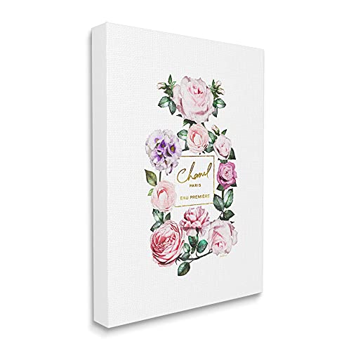 0196216044089 - STUPELL INDUSTRIES SPRING GARDEN ROSE FLORALS GLAM PERFUME BOTTLE, DESIGNED BY AMANDA GREENWOOD CANVAS WALL ART, 16 X 20, PINK