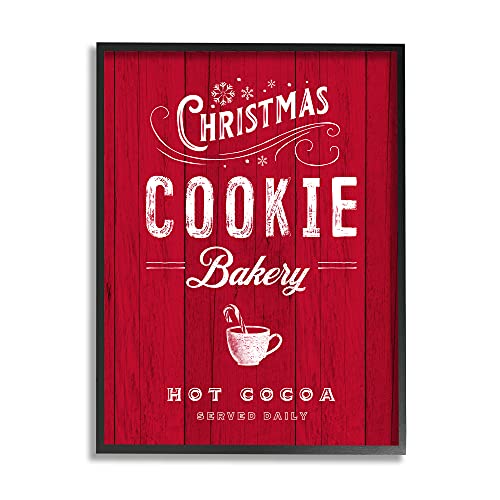 0196216055290 - STUPELL INDUSTRIES CHRISTMAS COOKIE BAKERY HOLIDAY ADVERTISEMENT FESTIVE COCOA, DESIGNED BY NINA PIERCE BLACK FRAMED WALL ART, 11 X 14, RED