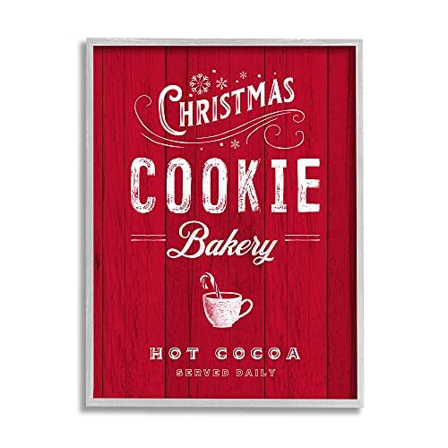0196216055320 - STUPELL INDUSTRIES CHRISTMAS COOKIE BAKERY HOLIDAY ADVERTISEMENT FESTIVE COCOA, DESIGNED BY NINA PIERCE GRAY FRAMED WALL ART, 11 X 14, RED