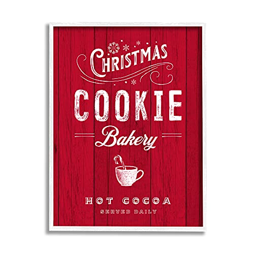 0196216055351 - STUPELL INDUSTRIES CHRISTMAS COOKIE BAKERY HOLIDAY ADVERTISEMENT FESTIVE COCOA, DESIGNED BY NINA PIERCE WHITE FRAMED WALL ART, 11 X 14, RED