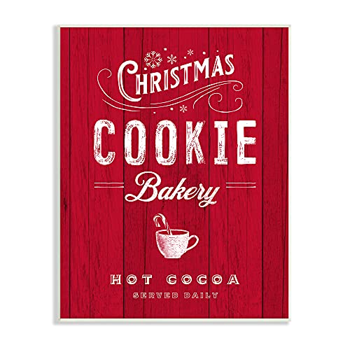 0196216055382 - STUPELL INDUSTRIES CHRISTMAS COOKIE BAKERY HOLIDAY ADVERTISEMENT FESTIVE COCOA, DESIGNED BY NINA PIERCE WALL PLAQUE, 10 X 15, RED