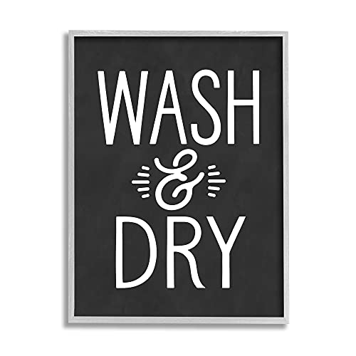 0196216262858 - STUPELL INDUSTRIES WASH AND DRY VINTAGE CLEANING PHRASE KITCHEN LAUNDRY, DESIGN BY LETTERED AND LINED GRAY FRAMED WALL ART, 11 X 14, BLACK