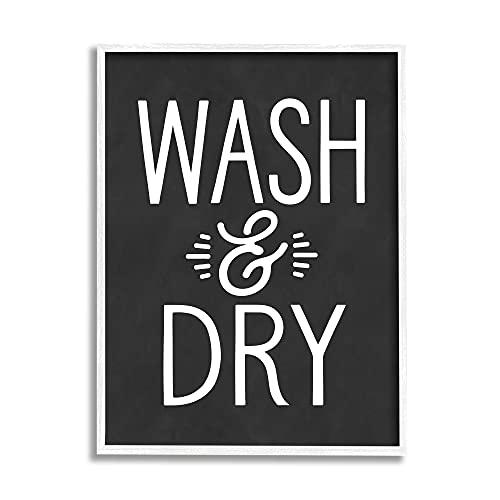0196216262902 - STUPELL INDUSTRIES WASH AND DRY VINTAGE CLEANING PHRASE KITCHEN LAUNDRY, DESIGN BY LETTERED AND LINED WHITE FRAMED WALL ART, 11 X 14, BLACK