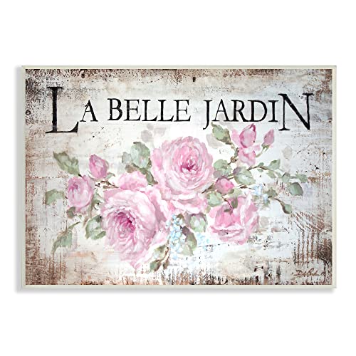 0196216309966 - STUPELL INDUSTRIES LA BELLE JARDIN VINTAGE PARISIAN ADVERTISEMENT PINK ROSES, DESIGNED BY DEBI COULES WALL PLAQUE, 15 X 10