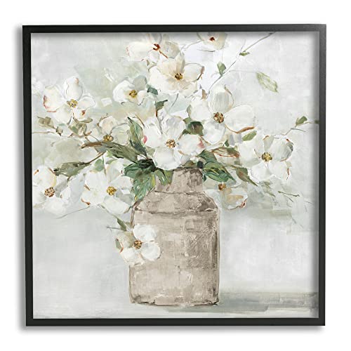 0196216338720 - STUPELL INDUSTRIES LADYS SMOCK FLORAL BOUQUET RUSTIC MILK TIN BLOOMING, DESIGNED BY CAROL ROBINSON BLACK FRAMED WALL ART, 24 X 24, GREEN