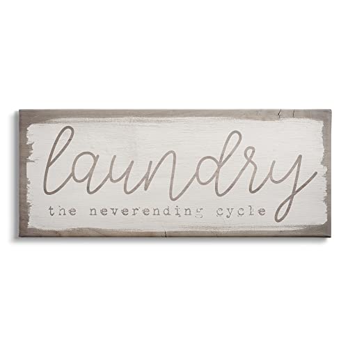 0196216366525 - STUPELL INDUSTRIES LAUNDRY THE NEVER-ENDING CYCLE PHRASE FUNNY CLEANING HUMOR CANVAS WALL ART, 24 X 10, OFF- WHITE