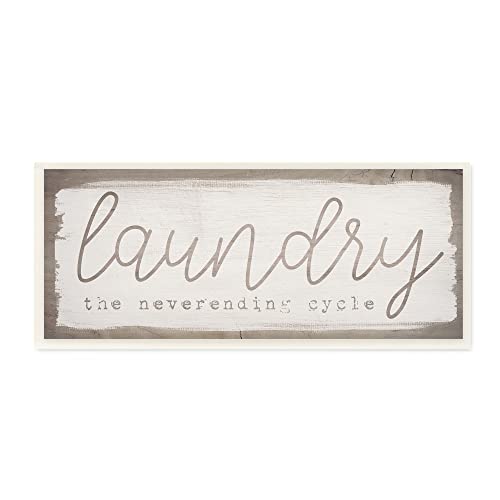 0196216366600 - STUPELL INDUSTRIES LAUNDRY THE NEVER-ENDING CYCLE PHRASE FUNNY CLEANING HUMOR WALL PLAQUE, 17 X 7, OFF- WHITE