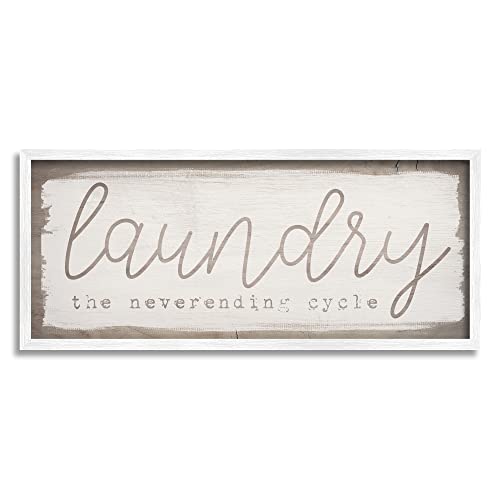 0196216366617 - STUPELL INDUSTRIES LAUNDRY THE NEVER-ENDING CYCLE PHRASE FUNNY CLEANING HUMOR WHITE FRAMED WALL ART, 24 X 10