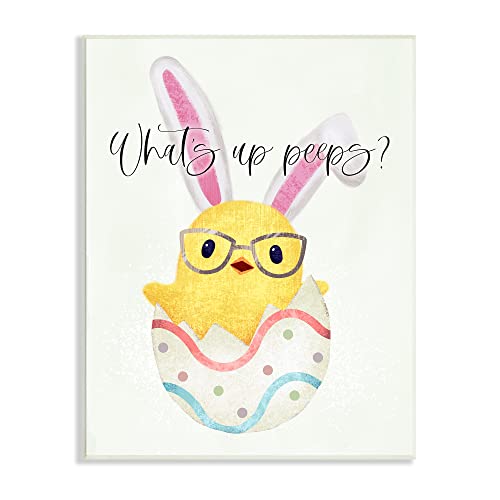 0196216399455 - STUPELL INDUSTRIES WHATS UP PEEPS FUNNY EASTER PHRASE HATCHED CHICK WALL PLAQUE, 13 X 19, YELLOW