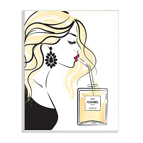 0196216433883 - STUPELL INDUSTRIES BLONDE GLAM FEMALE DRINKING FASHION PERFUME BOTTLE WALL PLAQUE, 13 X 19, YELLOW
