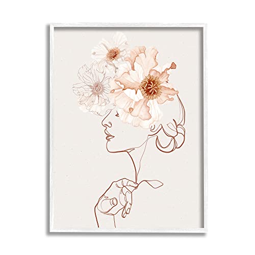 0196216684568 - STUPELL INDUSTRIES DELICATE PINK FLOWER BLOSSOMS WOMAN LINE DRAWING, DESIGN BY ROS RUSEVA