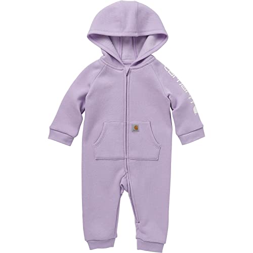 0196219666868 - CARHARTT BABY GIRLS LONG-SLEEVE FLEECE ZIP-FRONT HOODED COVERALL INFANT-AND-TODDLER-ROMPERS, LUPINE HEATHER, 12M US