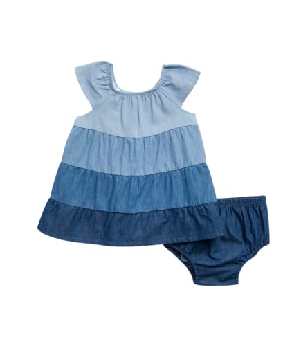 0196258515806 - SPLENDID BABY GIRLS TODDLER INFANT TIERED CASUAL PLAY DRESS, CHAMBRAY MULTI, 3