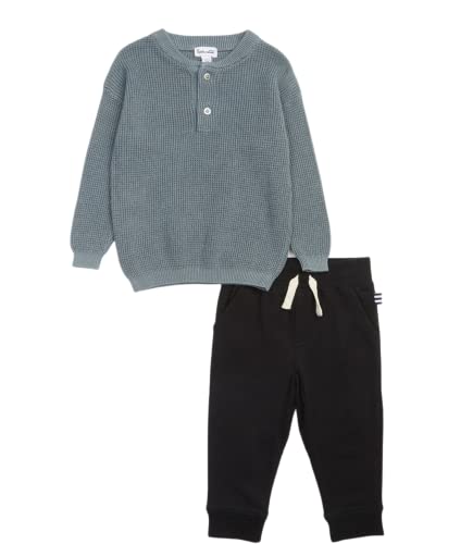 0196258673988 - SPLENDID KIDS TROOPER LONG SLEEVE HENLEY AND BOTTOM PANT SET FOR BABY BOYS, INFANTS AND TODDLERS, SLATE, 18-24 MONTHS