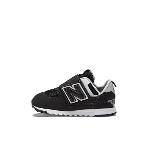 0196307211628 - NEW BALANCE BABY BOYS 574 V1 NEW-B HOOK AND LOOP SNEAKER, BLACK/SILVER METALLIC, 2 WIDE INFANT