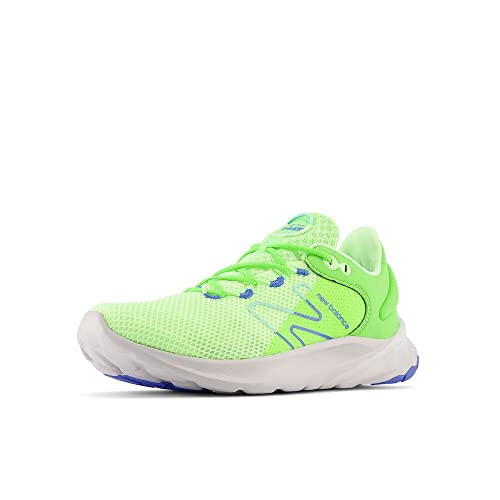 0196307455626 - NEW BALANCE BOYS FRESH FOAM ROAV V2 LACE-UP RUNNING SHOE, BLEACHED LIME GLO/BRIGHT LAPIS/BRIGHT MINT, 4 WIDE BIG KID