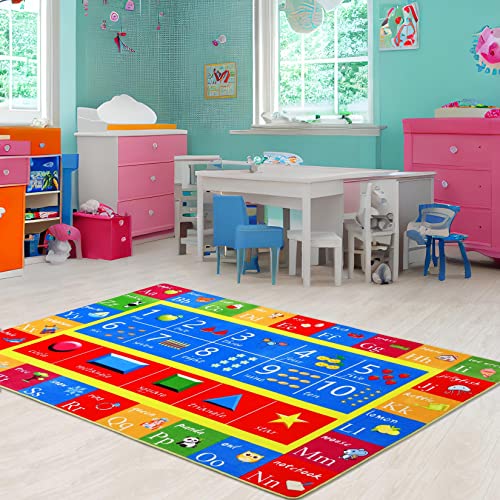 0196336555960 - ZACOO 3X5 RUG BABY PLAY MAT KIDS EDUCATIONAL RUG, ABC ALPHABET NUMBERS AND ANIMALS LEARNING MAT FOR PLAYROOM CLASSROOM, SOFT GAME PLAY AREA RUG CARPET FOR TODDLER BOYS GIRLS CHILDERN NURSERY ROOM