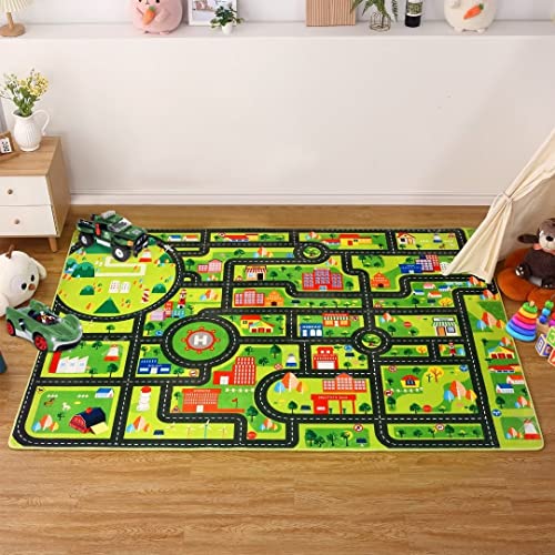 0196336609823 - ZACOO KIDS CARPET PLAYMAT RUG 5X7 FT CITY LIFE GAME PLAY AREA RUG KIDS BABY CHILDERN EDUCATIONAL ROAD TRAFFIC PLAY MAT SUPER SOFT NON SLIP CAR CITY MAP FOR TODDLER NURSERY PLAYROOM CLASSROOM, GREY