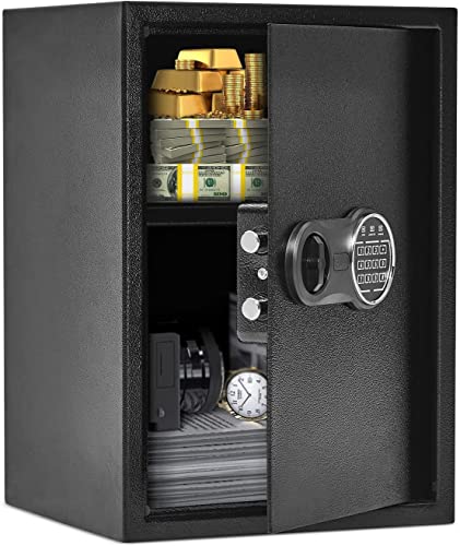 0196336612977 - SECURITY SAFE WITH DIGITAL KEYPAD LOCK, 19.6 X 13.7 X 12.2 INCHES STEEL SAFE WITH INTERIOR LINING AND BOLT DOWN KIT, SECURE DOCUMENTS, JEWELRY, AND VALUABLES