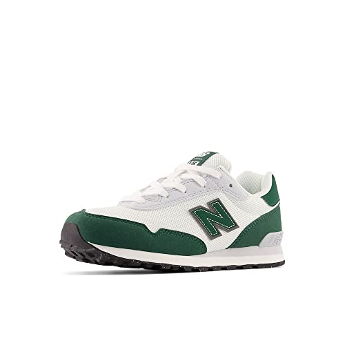 0196432723508 - NEW BALANCE BOYS 515 V1 LACE-UP SNEAKER, WHITE/NIGHTWATCH GREEN, 4.5 WIDE BIG KID