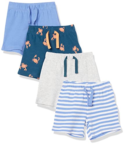 0196433075828 - AMAZON ESSENTIALS BABY BOYS COTTON PULL-ON SHORTS, BLUE, SEA LIFE, 24 MONTHS