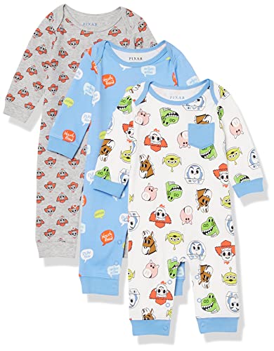 0196433083342 - DISNEY X AMAZON ESSENTIALS BOYS BABY DISNEY STAR WARS MARVEL COTTON COVERALLS, 3-PACK TOY STORY PLAY NICE, 3 MONTHS