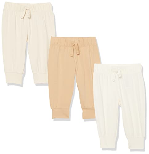 0196433622817 - AMAZON AWARE UNISEX BABIES COTTON STRETCH JERSEY JOGGER, PACK OF 3, BEIGE, 12 MONTHS