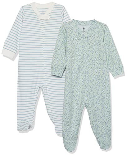 0196433624491 - AMAZON AWARE UNISEX BABIES ORGANIC COTTON FOOTED SLEEP AND PLAY, PACK OF 2, GREEN HEN PRINT, PREEMIE