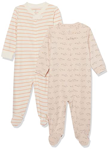 0196433624613 - AMAZON AWARE UNISEX BABIES ORGANIC COTTON FOOTED SLEEP AND PLAY, PACK OF 2, PINK STRIPE, 6 MONTHS