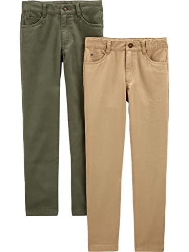 0196433644451 - SIMPLE JOYS BY CARTERS BABY AND TODDLER BOYS 2-PACK TWILL PANTS, KHAKI/OLIVE, 6