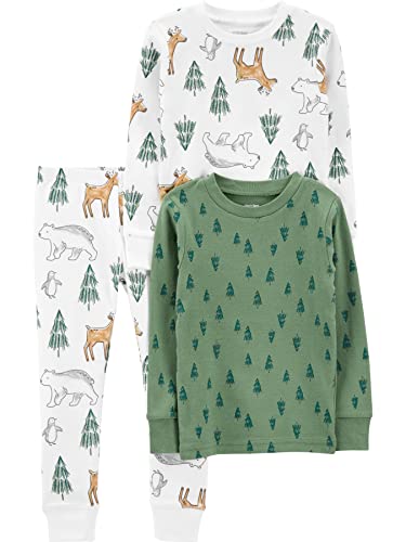 0196433646134 - SIMPLE JOYS BY CARTERS BABY AND TODDLER 3-PIECE SNUG-FIT COTTON CHRISTMAS SET, HOLIDAY PINE FOREST, 2T