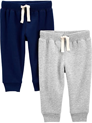 0196433646738 - SIMPLE JOYS BY CARTERS BABY BOYS 2-PACK PULL-ON FLEECE PANTS, GREY/NAVY, 18 MONTHS