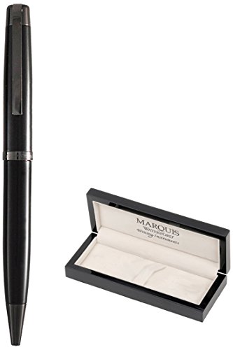 0019645401677 - MARQUIS BY WATERFORD METRO STEALTH BALL PEN, MATTE BLACK LACQUER FINISH WITH POLISHED BLACK ACCENTS. PACKAGED IN A BLACK LACQUER WOOD GIFT BOX (WM/821/STH)