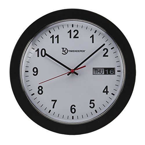 0019647050132 - TIMEKEEPER MERIDIAN OFFICE WALL CLOCK WITH WHITE FACE/BLACK HANDS/RED SECOND, 12-INCH, WHITE/CHROME