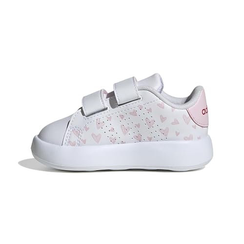 0196471033057 - ADIDAS BABY ADVANTAGE SNEAKER, WHITE/CLEAR PINK/BETTER SCARLET (CROSS STRAP), 5 US UNISEX INFANT