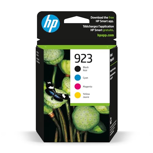 0196548697472 - HP 923 BLACK, CYAN, MAGENTA, YELLOW INK CARTRIDGES (4-PACK) | WORKS OFFICEJET 8120 SERIES, OFFICEJET PRO 8130 SERIES | ELIGIBLE FOR INSTANT INK | 6C3Y6LN