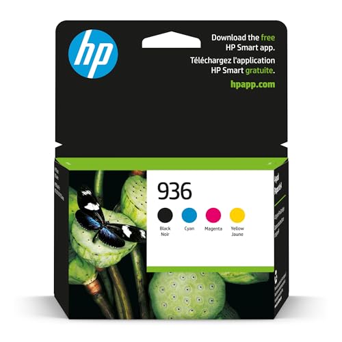 0196548697588 - HP 936 BLACK, CYAN, MAGENTA, YELLOW INK CARTRIDGES (4-PACK) | WORKS WITH OFFICEJET 9120, OFFICEJET PRO 9110, 9120, 9130, OFFICEJET PRO WIDE FORMAT 9730 | ELIGIBLE FOR INSTANT INK | 6C3Z5LN