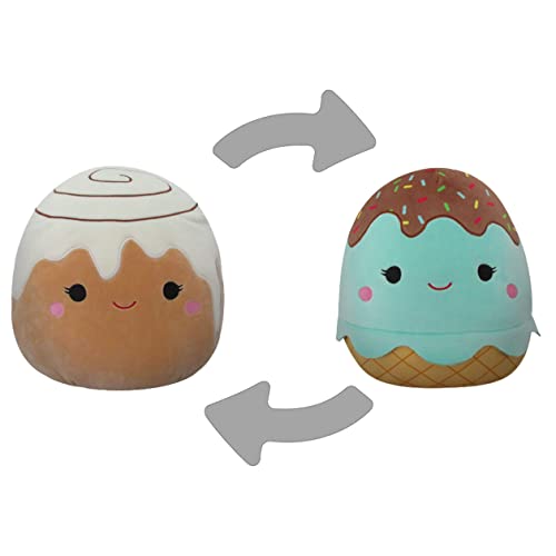 0196566001787 - SQUISHMALLOWS FLIP-A-MALLOWS 12-INCH MINT ICE CREAM AND TOASTED CINNAMON ROLL PLUSH - ADD MAYA AND CHANEL TO YOUR SQUAD, ULTRASOFT STUFFED ANIMAL MEDIUM-SIZED PLUSH TOY, OFFICIAL KELLY TOY PLUSH